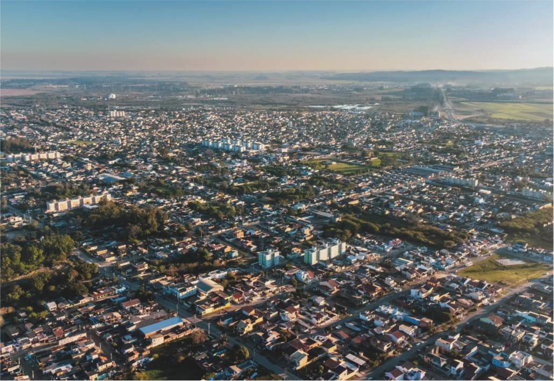 Vista aérea do bairro Fragata, em Pelotas